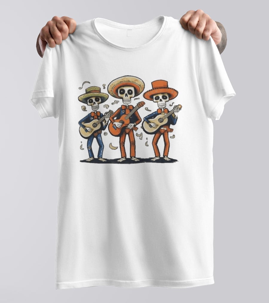 Mariachi Day Of The Dead Skeleton Band Skull Music T-Shirt
