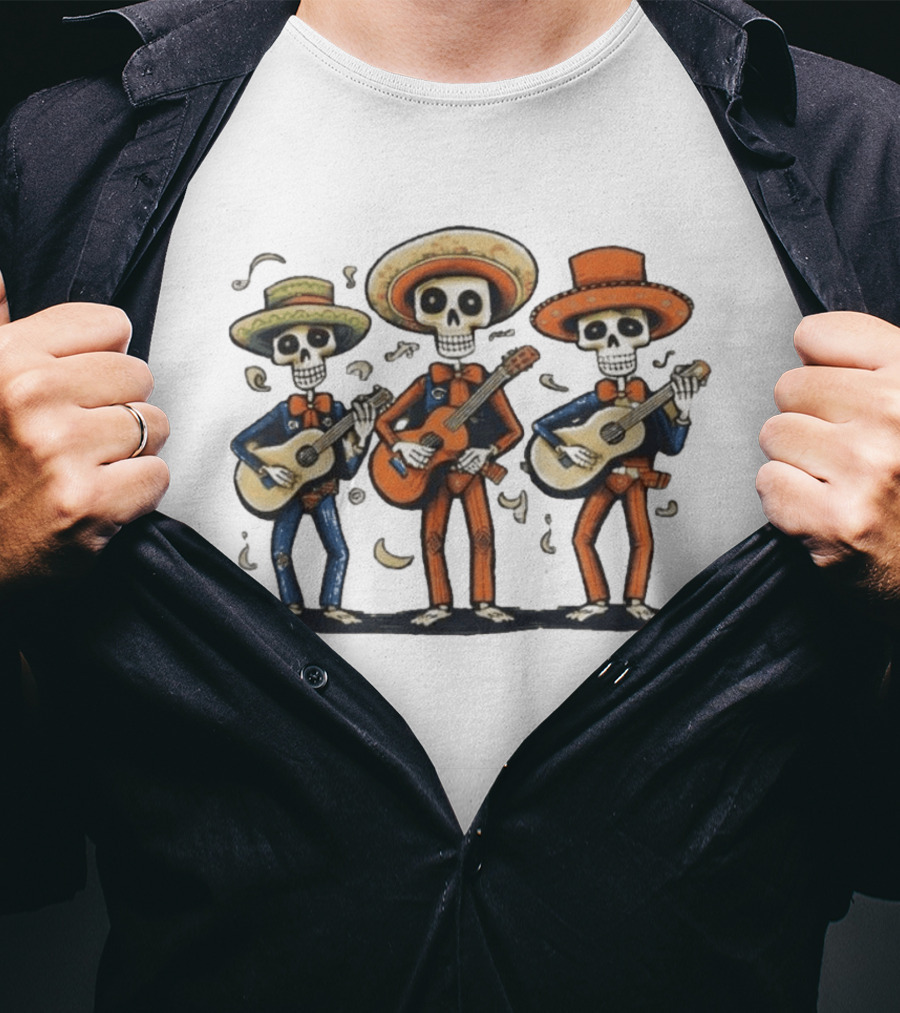 Mariachi Day Of The Dead Skeleton Band Skull Music T-Shirt