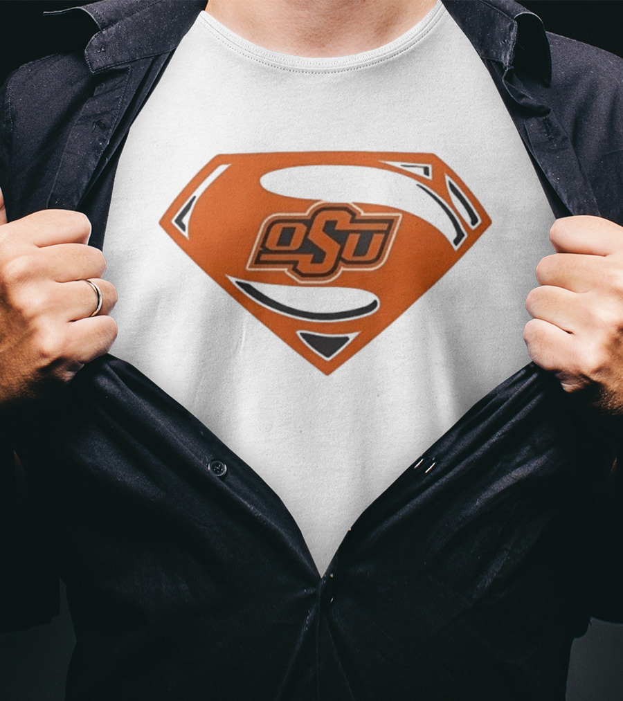 Oklahoma State University OSU Superman Emblem Orange T-Shirt