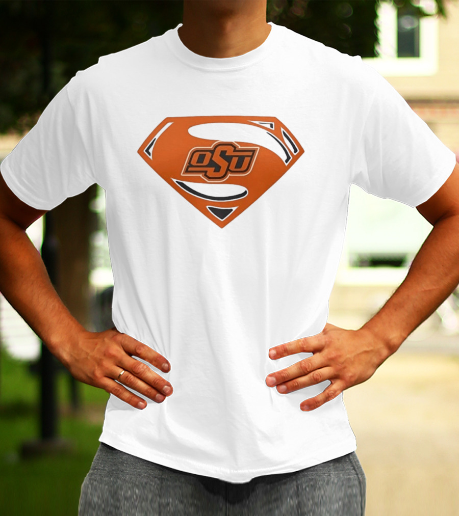 Oklahoma State University OSU Superman Emblem Orange T-Shirt