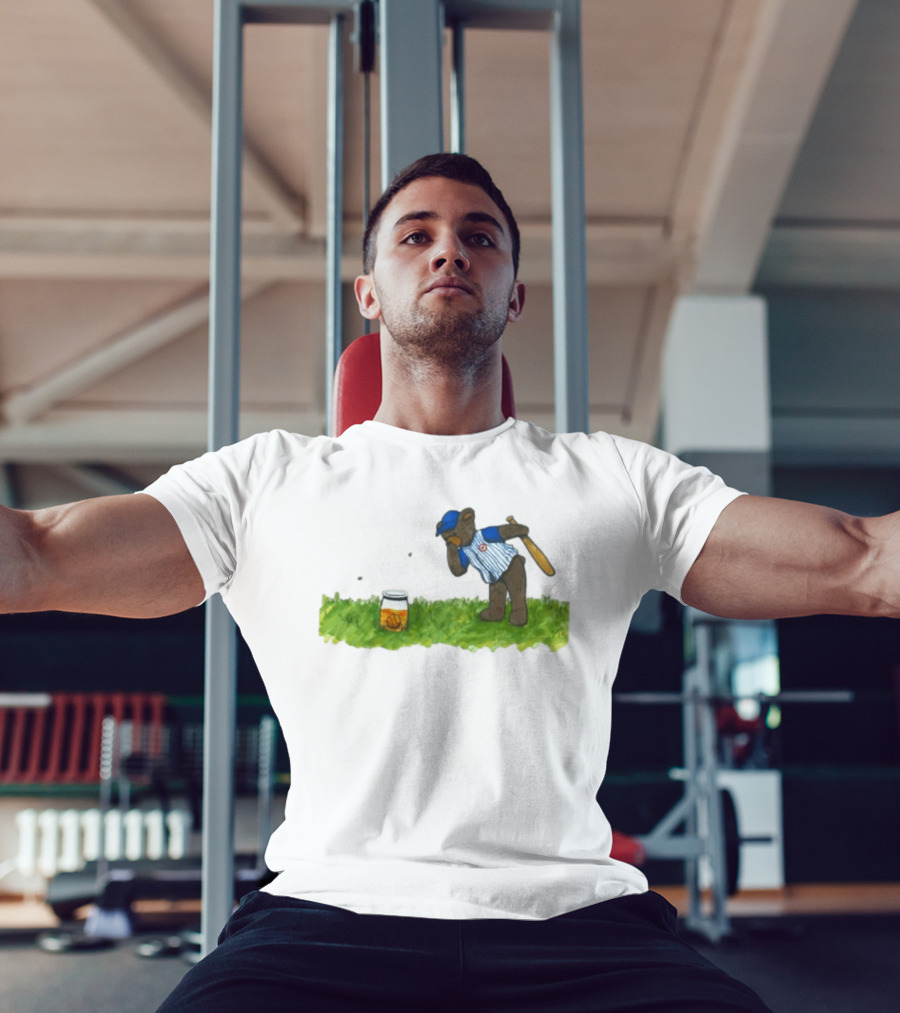 South Bend Cubs Bear With Baseball Bat And Honey Jar On Grass T-Shirt