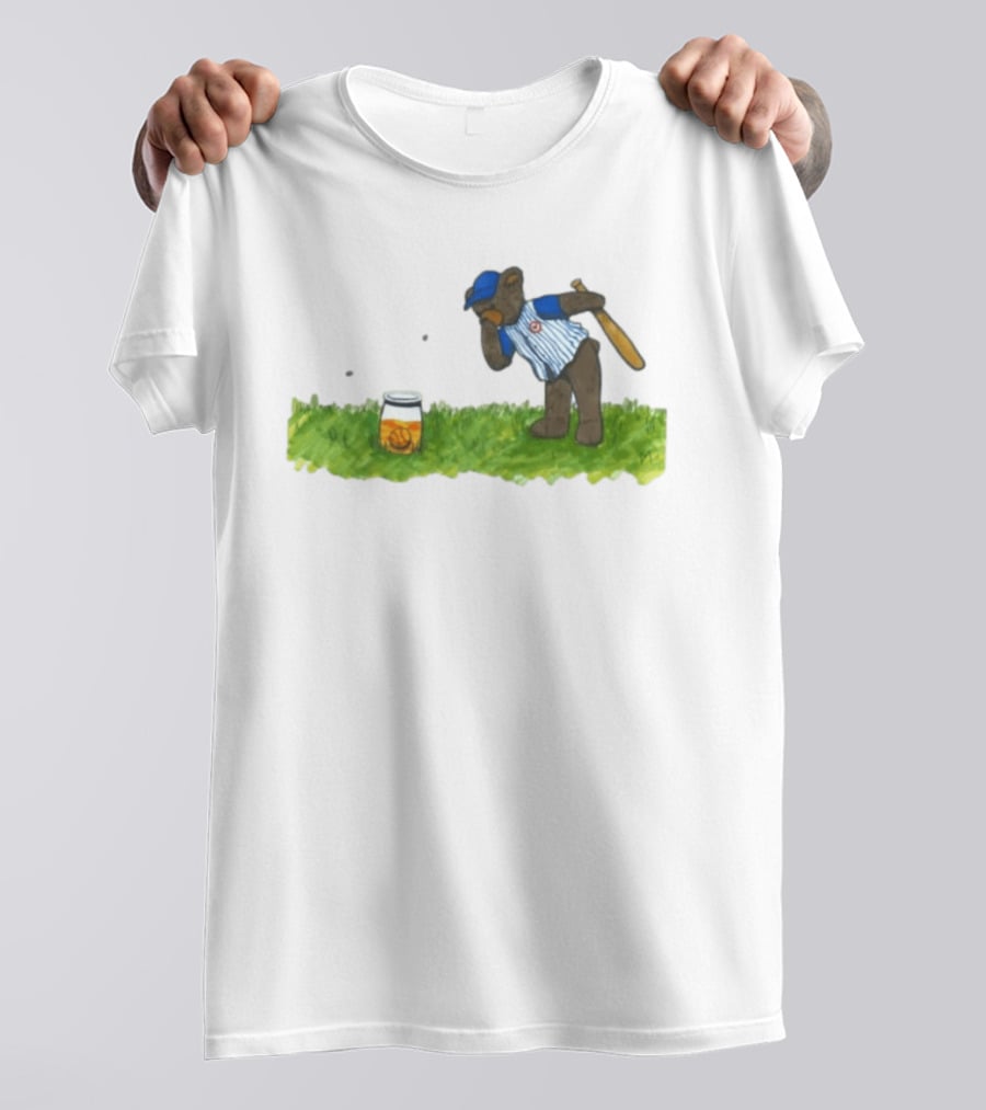 South Bend Cubs Bear With Baseball Bat And Honey Jar On Grass T-Shirt