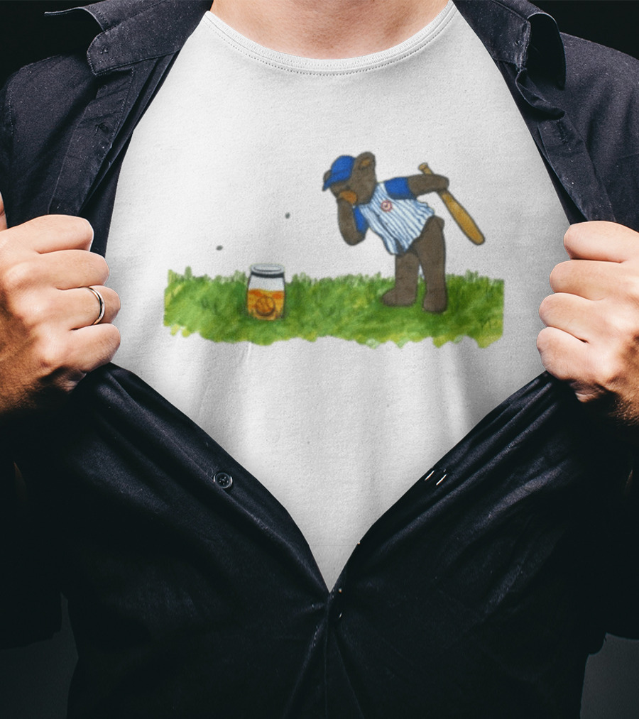 South Bend Cubs Bear With Baseball Bat And Honey Jar On Grass T-Shirt