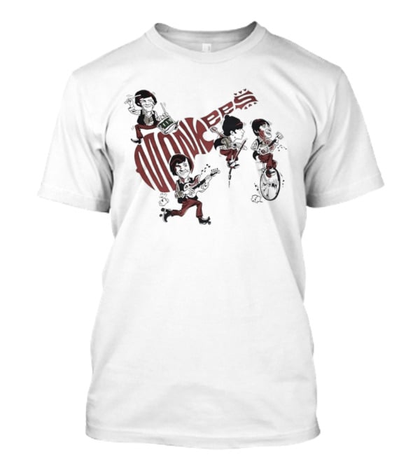The Monkees Cartoon Band Members Davy Jones Micky Dolenz Mike Nesmith Peter Tork T-Shirt