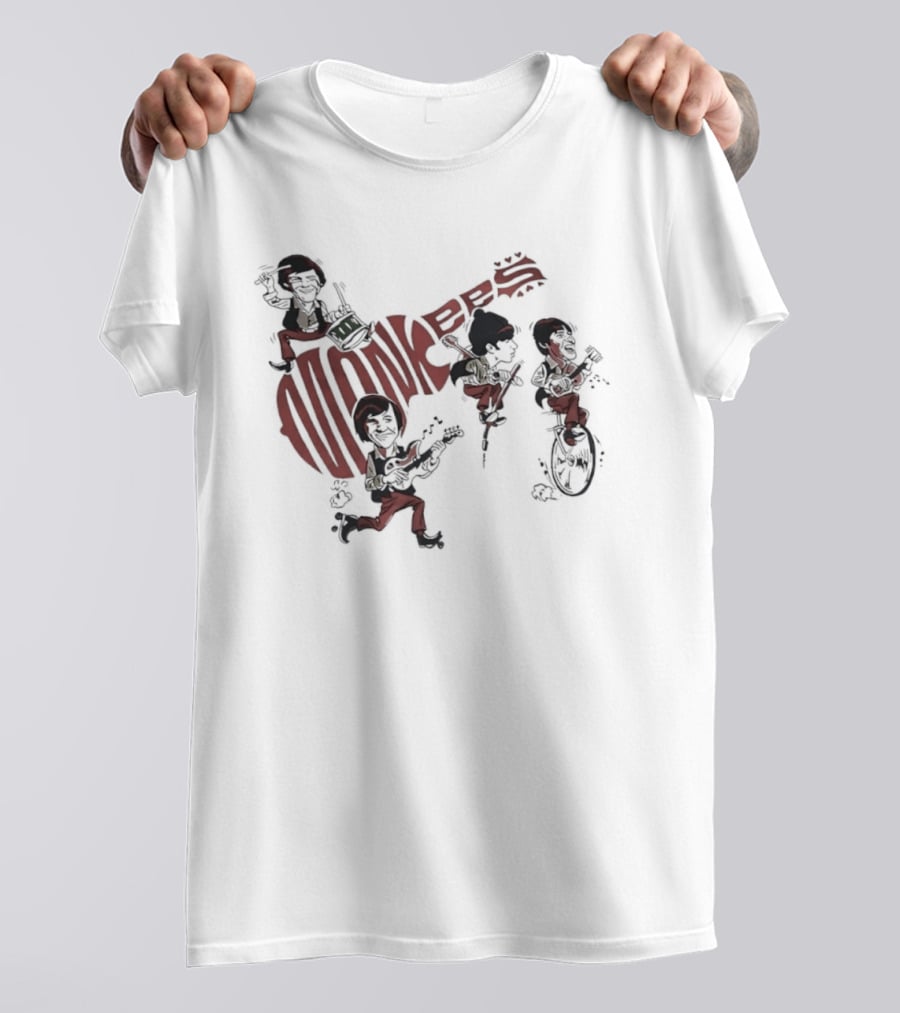 The Monkees Cartoon Band Members Davy Jones Micky Dolenz Mike Nesmith Peter Tork T-Shirt