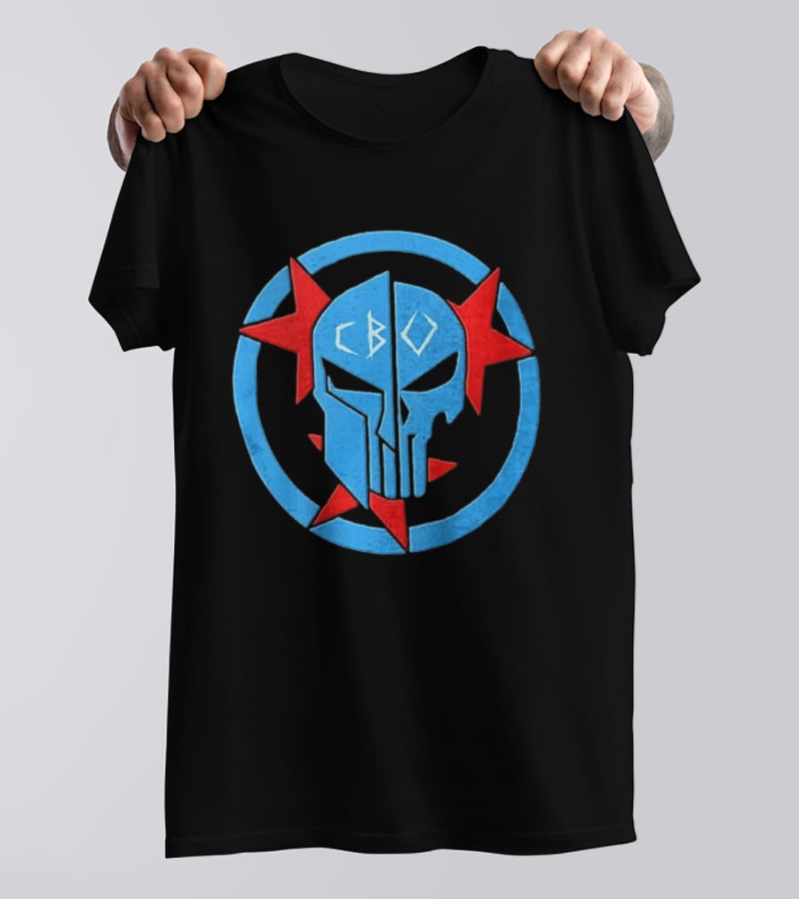 CBO Spartan Punisher Skull Red Star Blue Circle T-Shirt