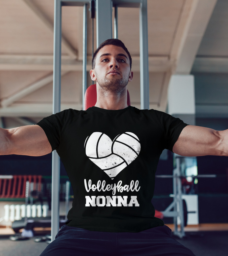 Volleyball Nonna Distressed Heart T-Shirt