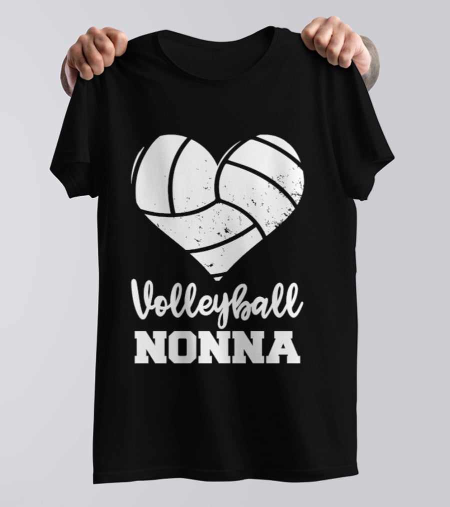 Volleyball Nonna Distressed Heart T-Shirt