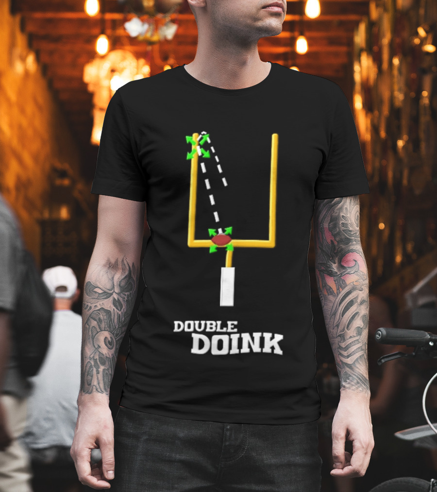 Double Doink Yellow Goalpost Football Collision Trajectory T-Shirt
