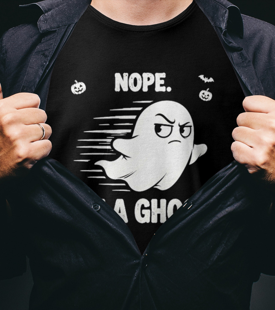 Nope I'm A Ghost Halloween Spooky With Pumpkins And Bats T-Shirt
