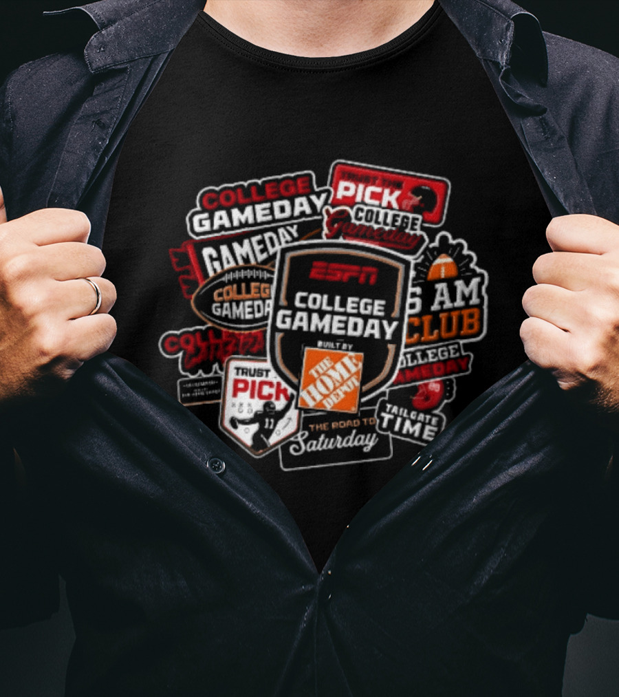 ESPn College GameDay Pick 6 AM Club Home Depot Road To Saturday Tailgate Time T-Shirt