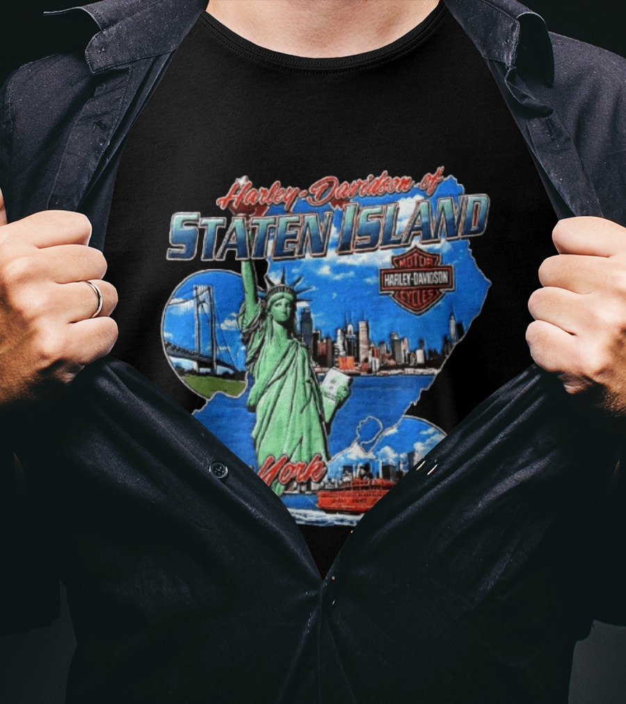 Harley Davidson Of Staten Island Liberty NYC Skyline New York T-Shirt