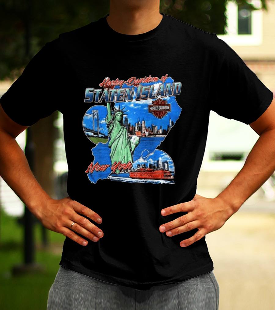 Harley Davidson Of Staten Island Liberty NYC Skyline New York T-Shirt