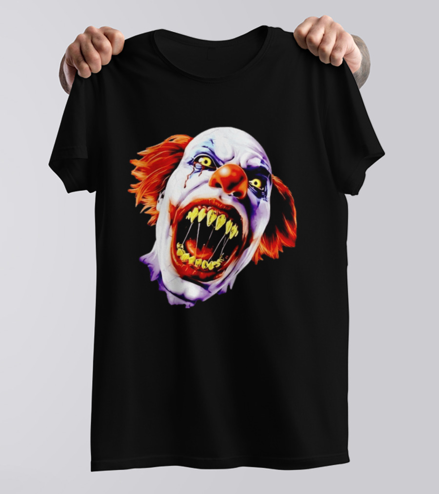 Scary Pennywise The Clown IT Horror Teeth And Fiery Hair T-Shirt