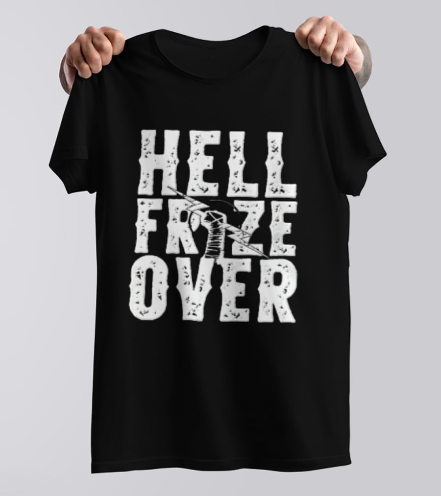 Hell Froze Over Taped Fist Lightning Bolt Distressed T-Shirt