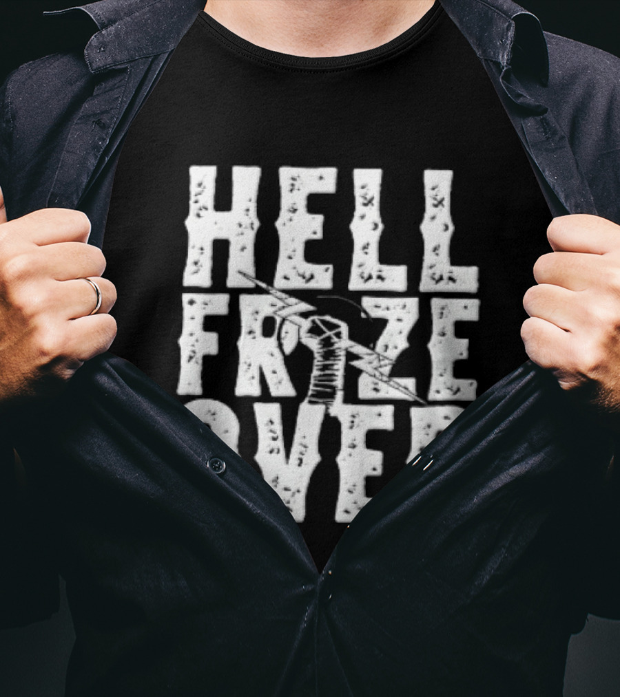 Hell Froze Over Taped Fist Lightning Bolt Distressed T-Shirt