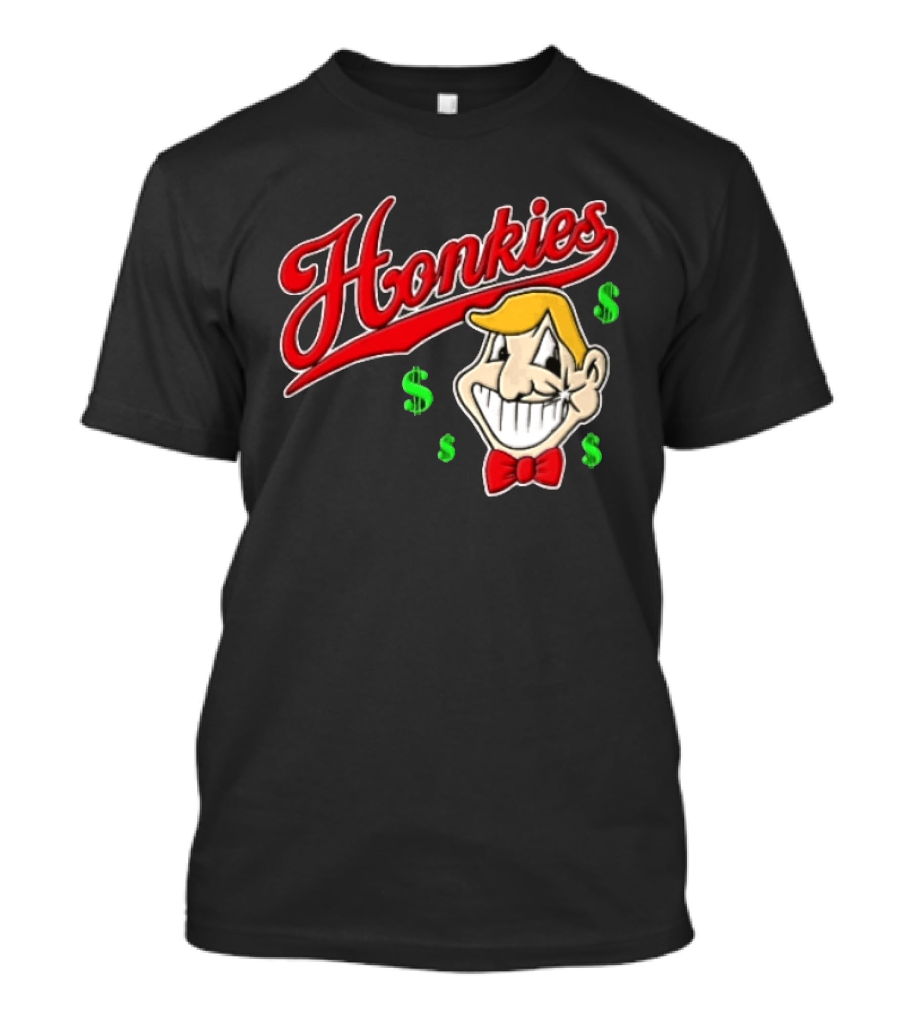 Honkies Red Script Cartoon Blond Man Dollar Signs T-Shirt