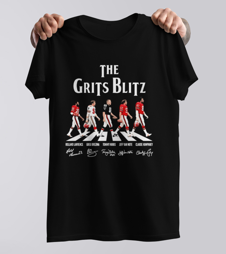 The Grits Blitz Rolland Lawrence Greg Brezina Tommy Nobis Jeff Van Note Claude Humphrey Abbey Road T-Shirt