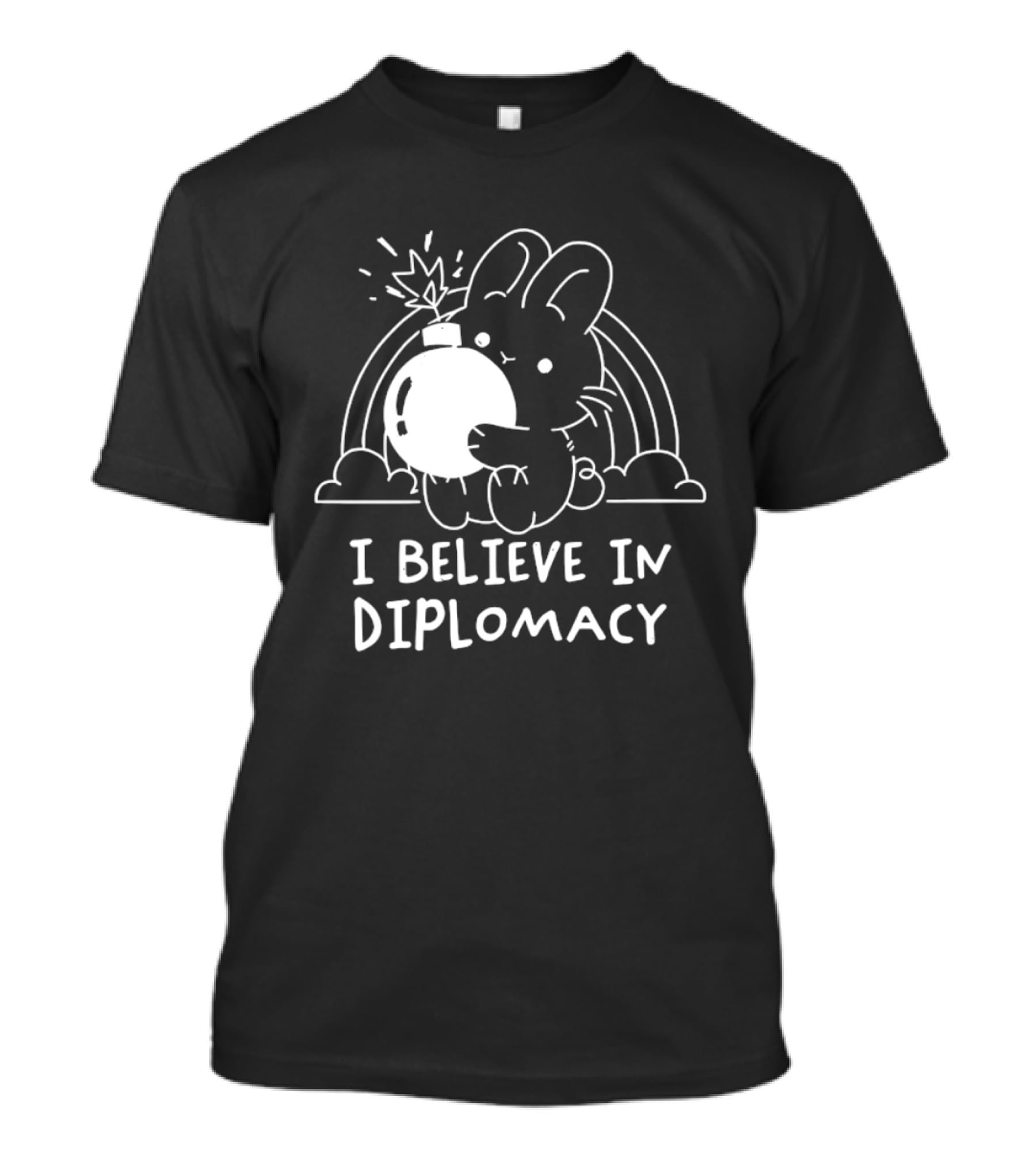 I Believe In Diplomacy Bunny Holding Bomb With Rainbow T-Shirt