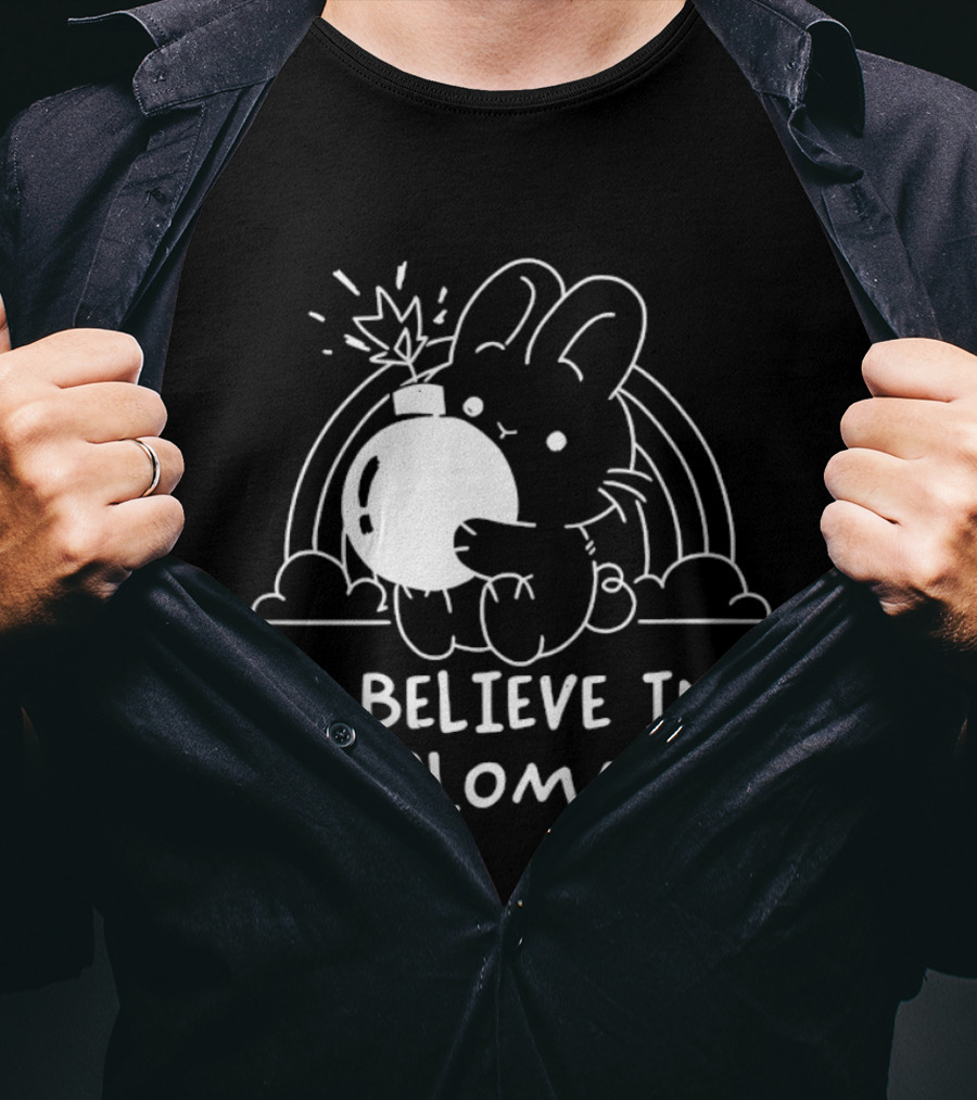 I Believe In Diplomacy Bunny Holding Bomb With Rainbow T-Shirt