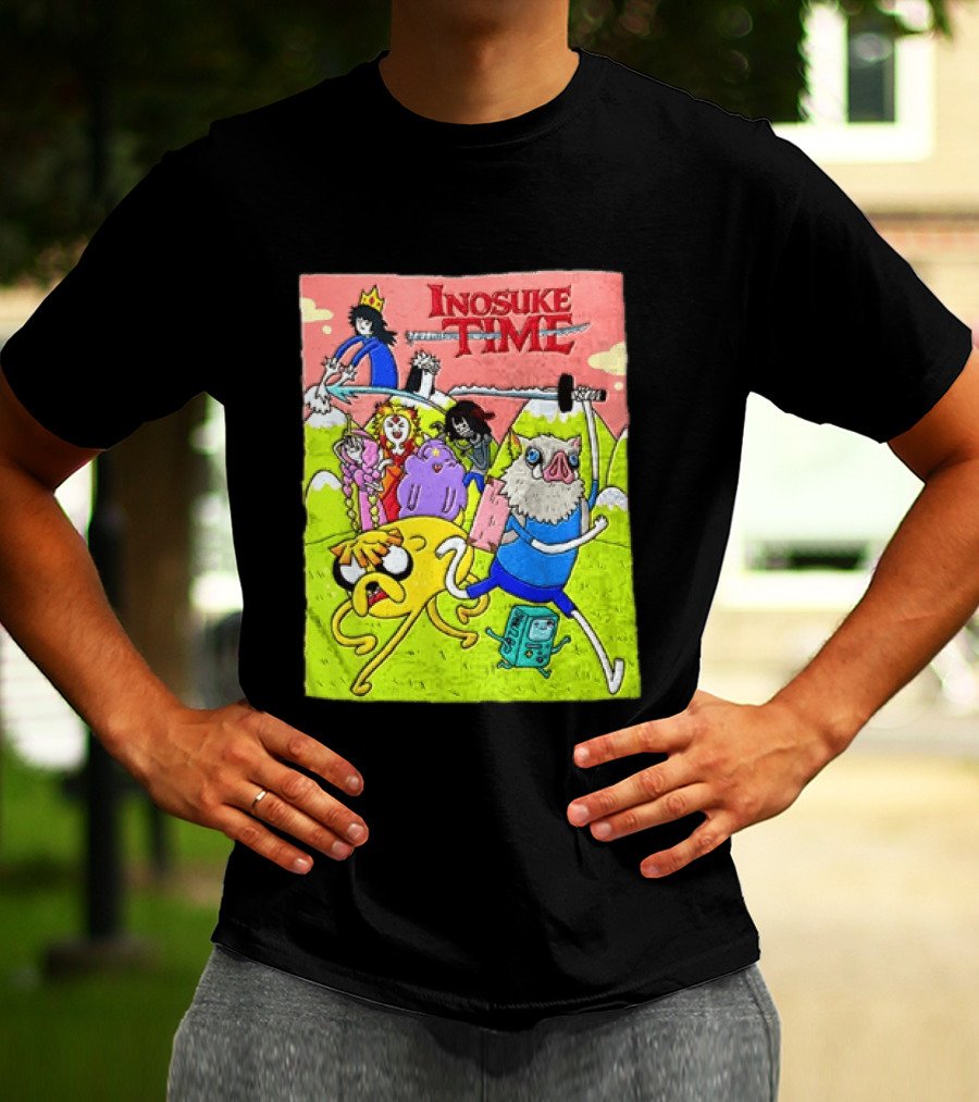Inosuke Time Adventure With Demon Slayer Crossover Characters T-Shirt