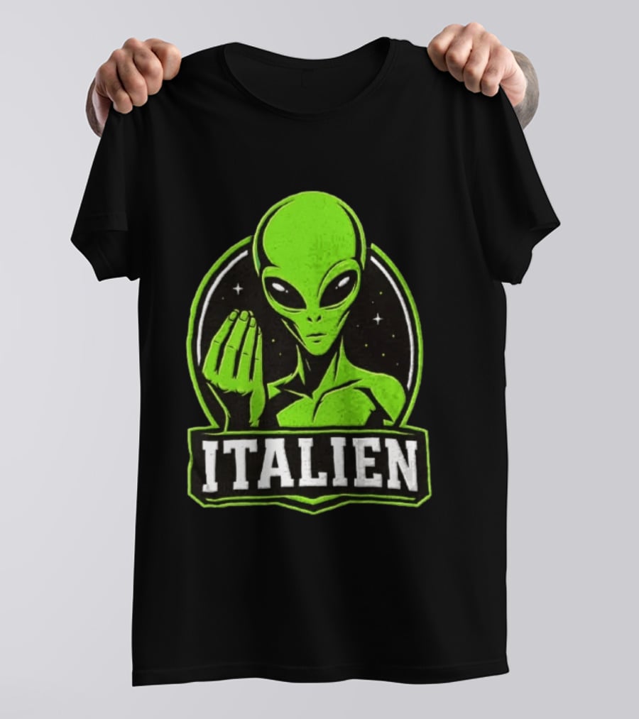 Italien Alien Hand Gesture Space Humor T-Shirt