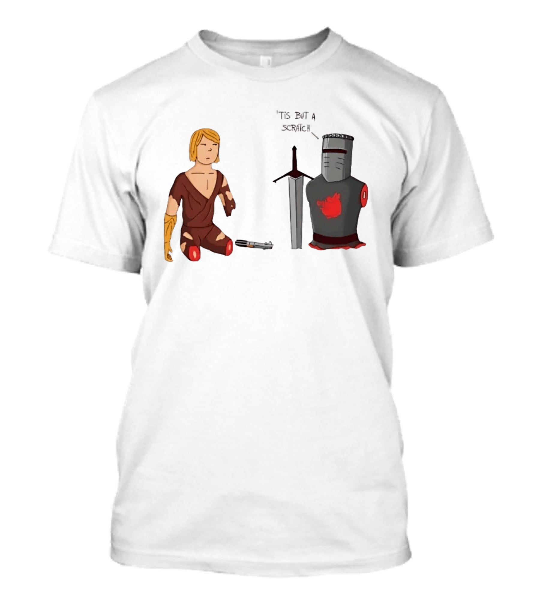 Anakin Skywalker And The Black Knight 'Tis But A Scratch Crossover Humor T-Shirt