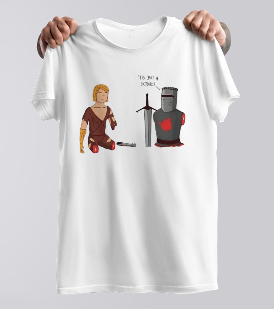 Anakin Skywalker And The Black Knight 'Tis But A Scratch Crossover Humor T-Shirt