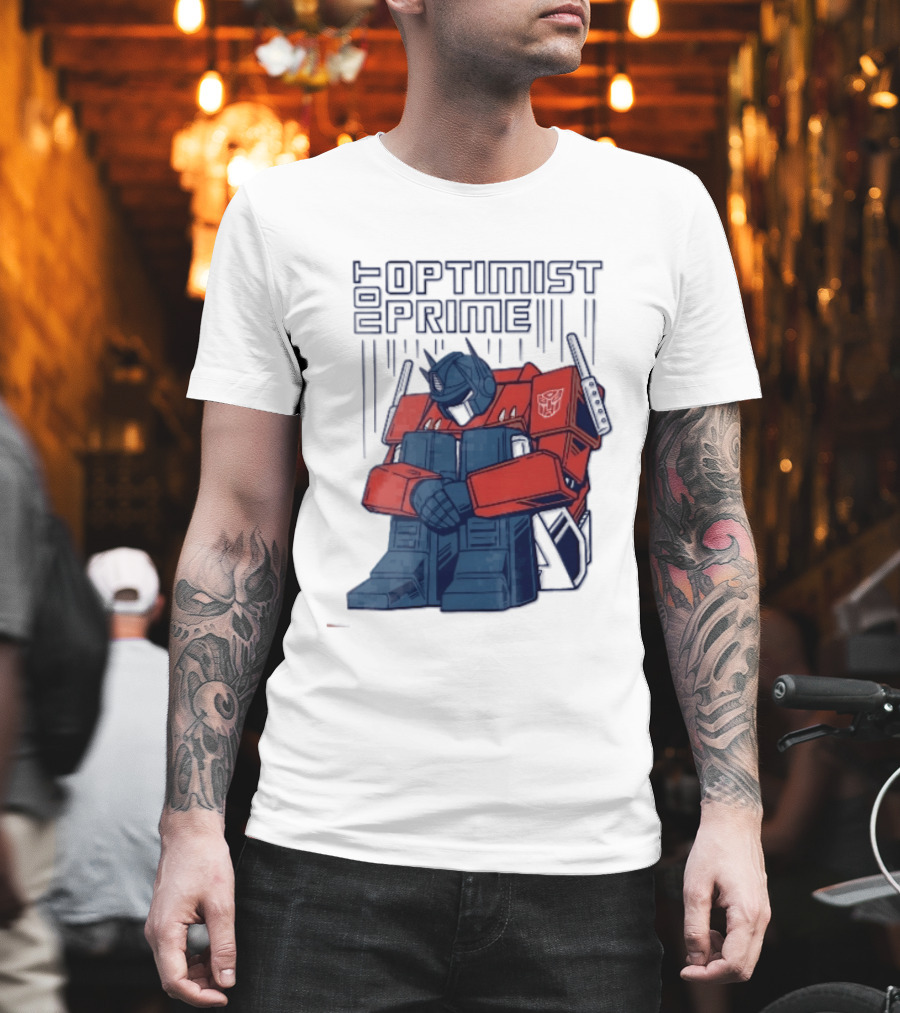 Optimist Prime Depressed Sad Robot Autobots Sitting T-Shirt