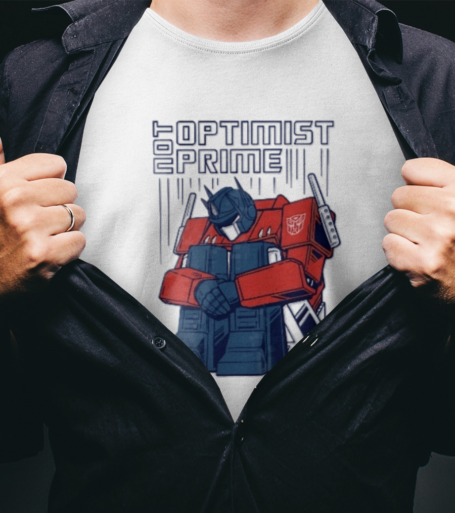 Optimist Prime Depressed Sad Robot Autobots Sitting T-Shirt