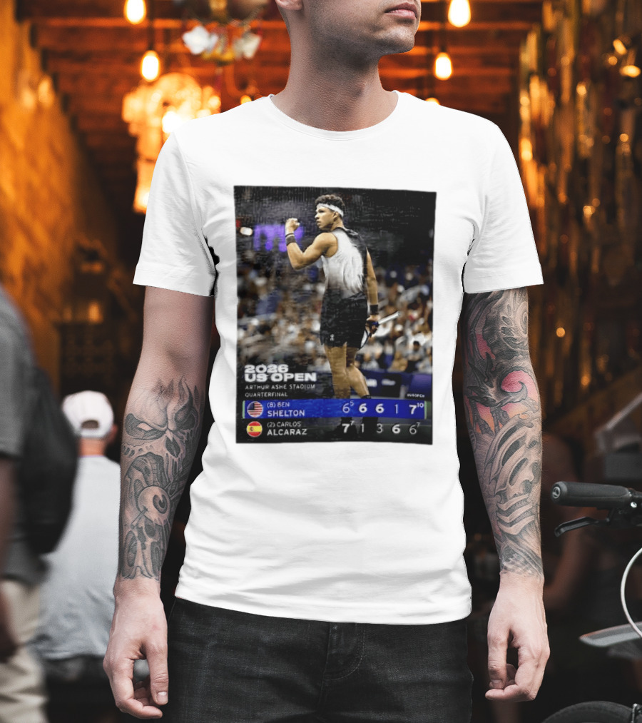 2026 US Open Arthur Ashe Stadium Quarterfinal Ben Shelton Vs Carlos Alcaraz T-Shirt
