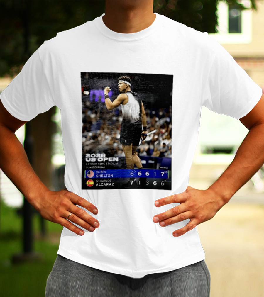 2026 US Open Arthur Ashe Stadium Quarterfinal Ben Shelton Vs Carlos Alcaraz T-Shirt