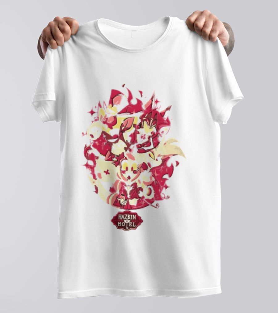 Hazbin Hotel Demon Characters Red Sparkles Group T-Shirt