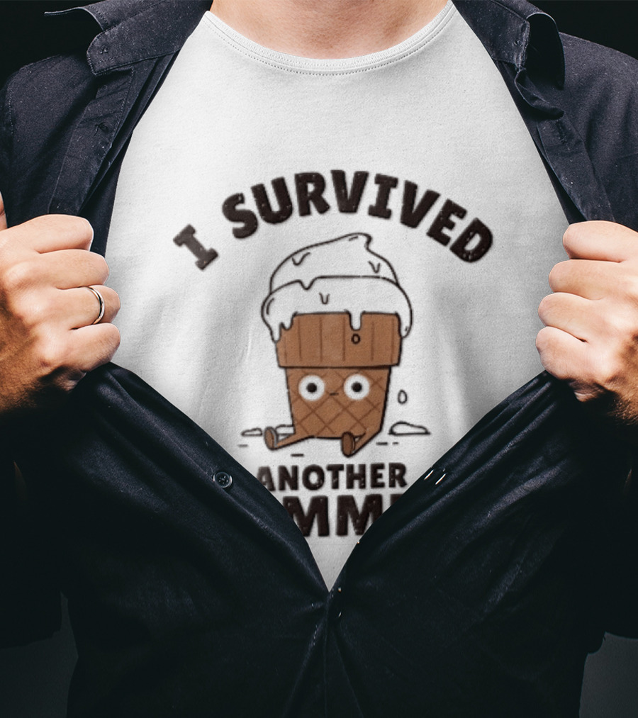 I Survived Another Summer Melting Ice Cream Cone Sitting T-Shirt
