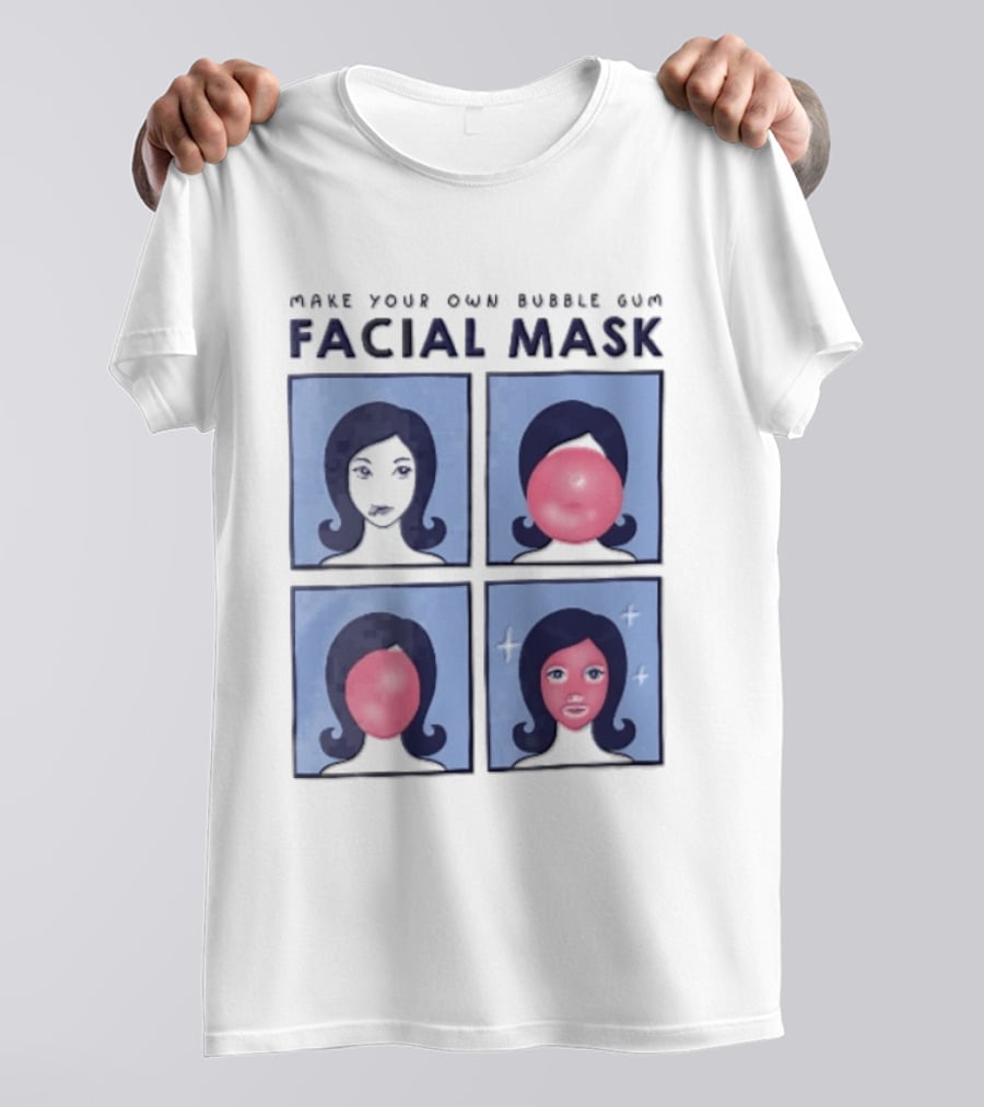 Make Your Own Bubble Gum Facial Mask Comic Woman Four Panel Pink Pop T-Shirt