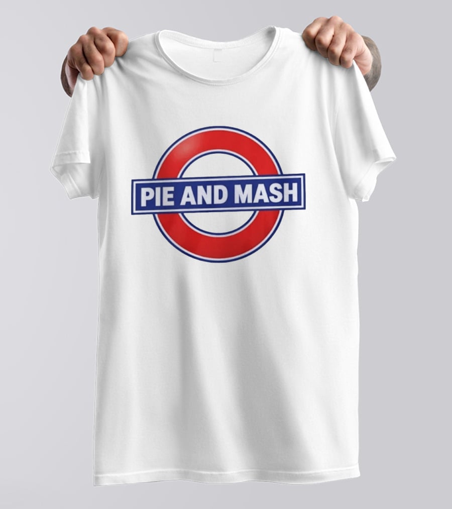 Pie And Mash London Underground Sign Circular Red Blue T-Shirt
