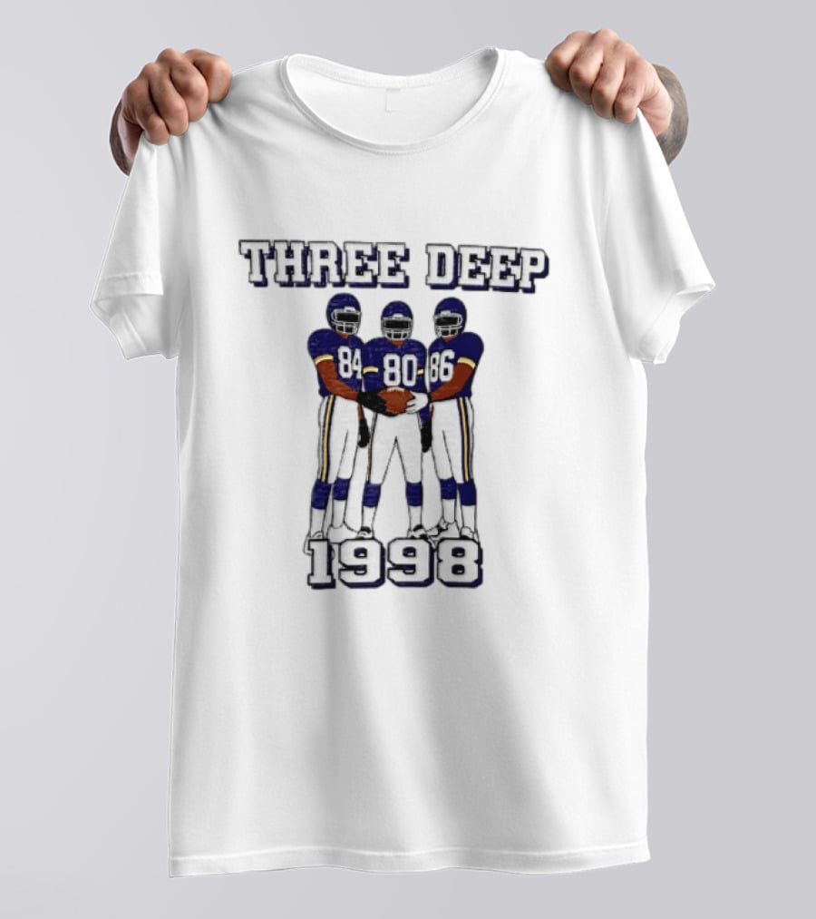 Three Deep 1998 Randy Moss Cris Carter Jake Reed Minnesota Vikings 84 80 86 T-Shirt