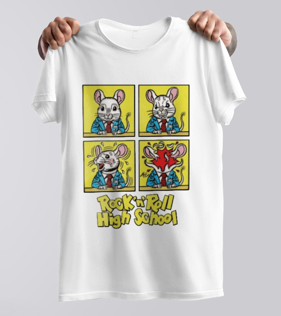 Rock N Roll High School Comic Mouse Head Explosion Cartoon Panels T-Shirt