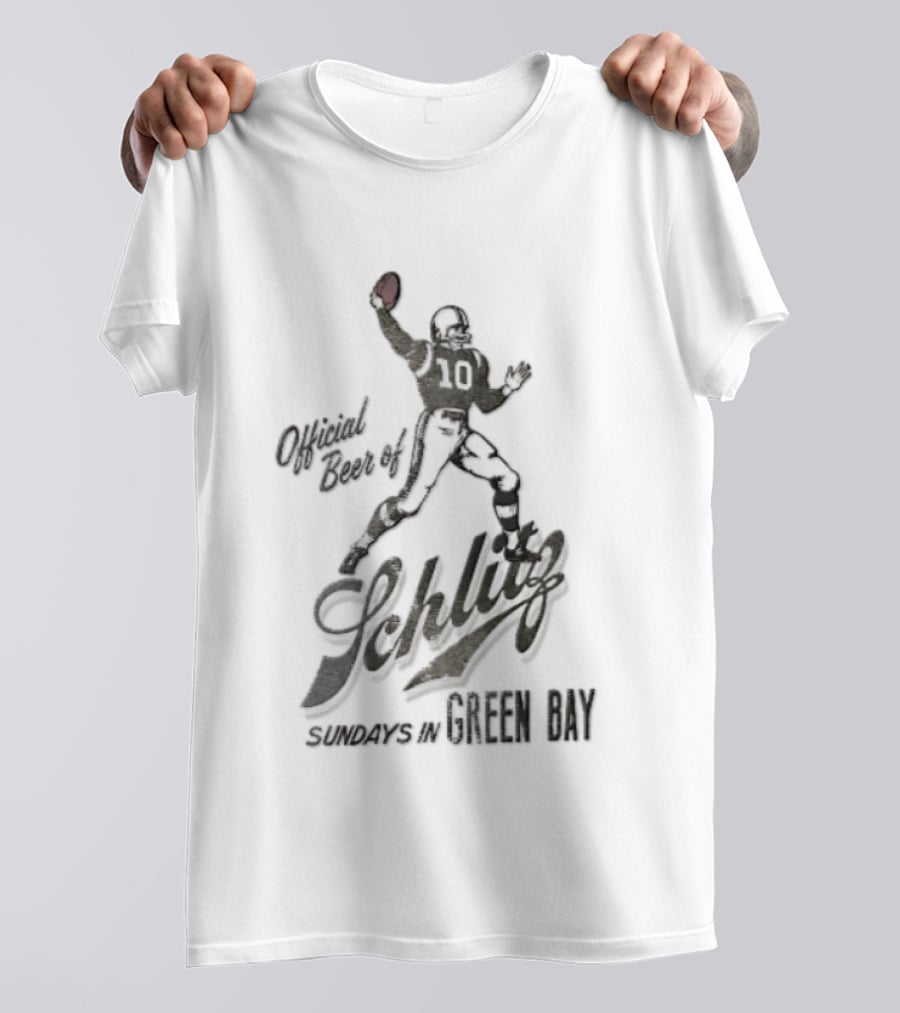 Official Beer Of Sundays Schlitz Football Player Throwing Ball Green Bay T-Shirt