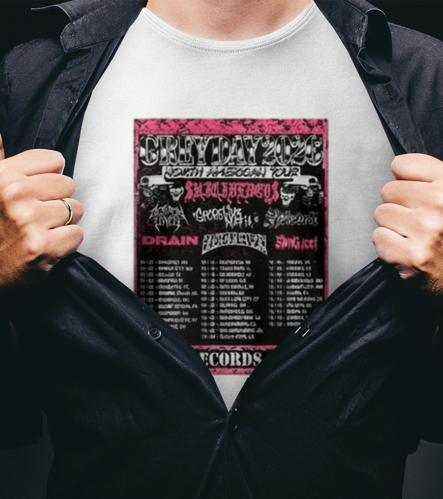 Greyday 2026 North American Tour Lineup Photo G59Records Suicideboys Drain Lineup Dates T-Shirt