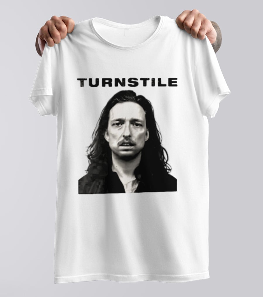 Turnstile Distressed Font Black And White T-Shirt