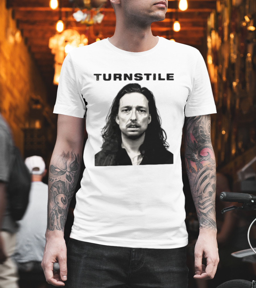 Turnstile Distressed Font Black And White T-Shirt