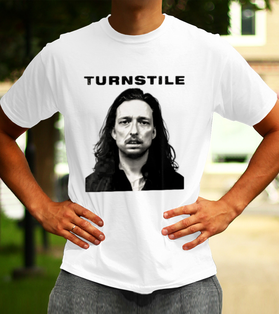 Turnstile Distressed Font Black And White T-Shirt
