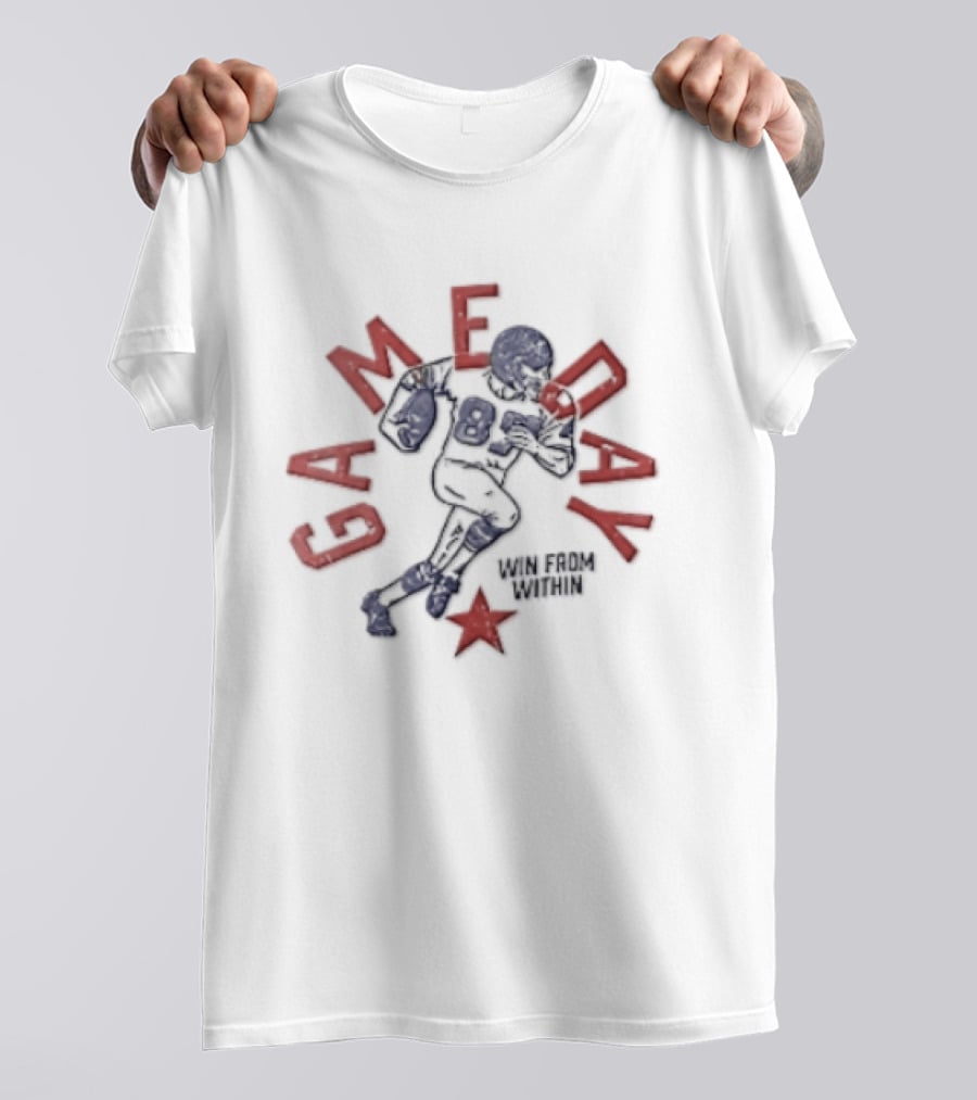 Win From Within Distressed Football Player Red Star T-Shirt
