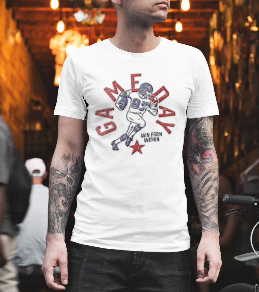 Win From Within Distressed Football Player Red Star T-Shirt
