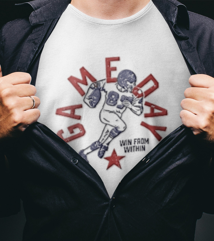 Win From Within Distressed Football Player Red Star T-Shirt