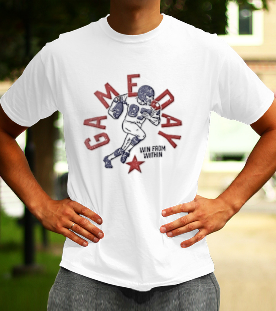 Win From Within Distressed Football Player Red Star T-Shirt