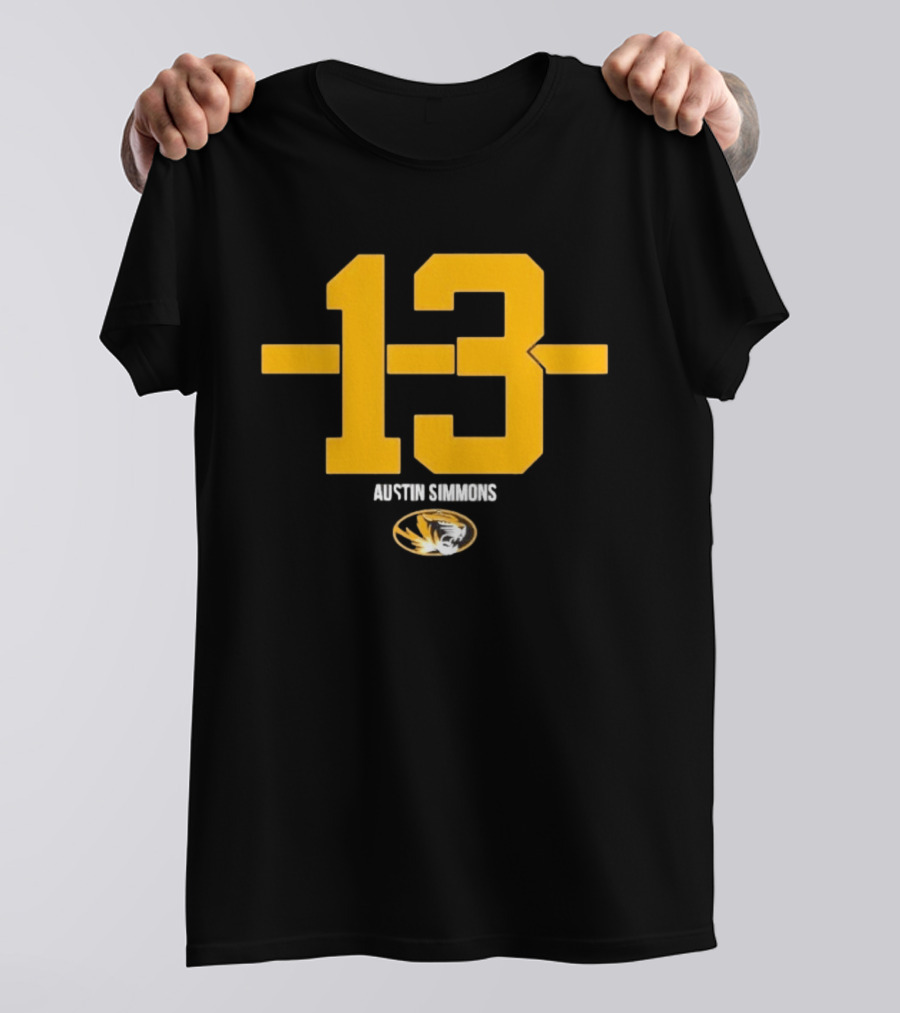 Austin Simmons 13 Missouri Tigers Number T-Shirt