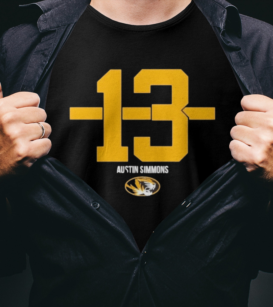Austin Simmons 13 Missouri Tigers Number T-Shirt