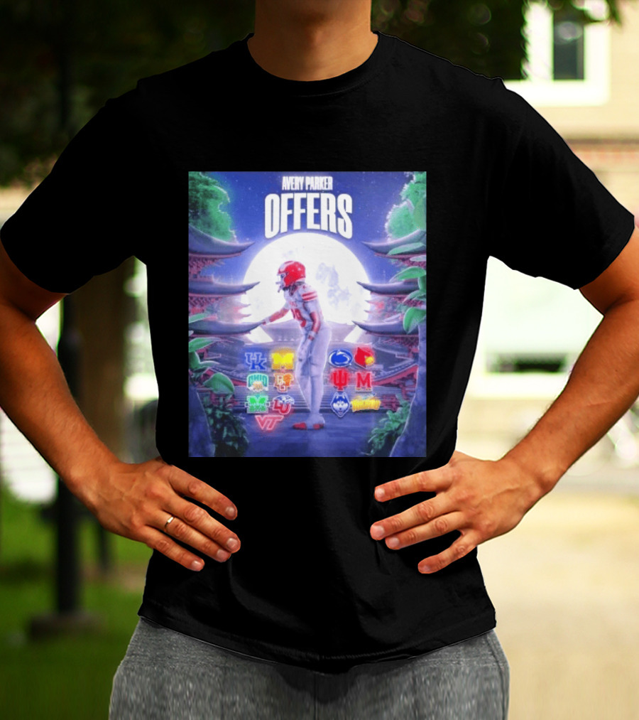 Avery Parker Elite College Football Recruiting 2029 Offers Team Logos T-Shirt